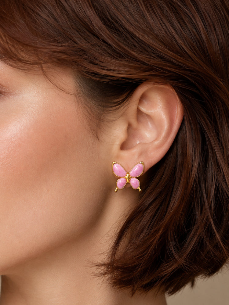 Aretes Mariposa Rosa