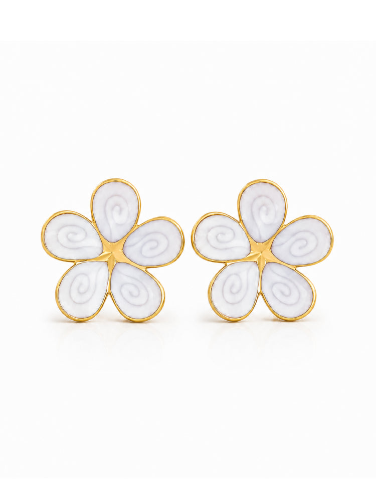 Aretes Flor Blanca