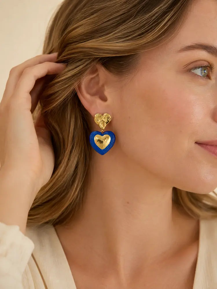 Aretes Corazón Azul Real