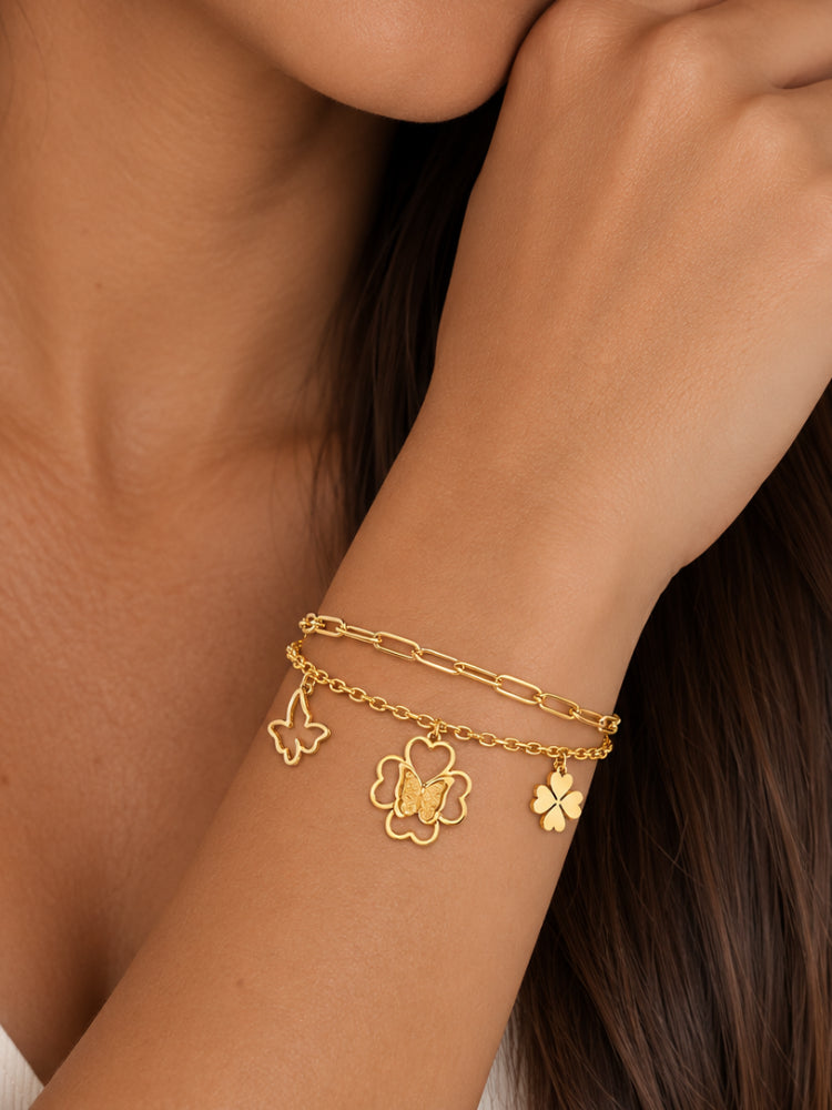 Pulsera Mariposa y Trébol