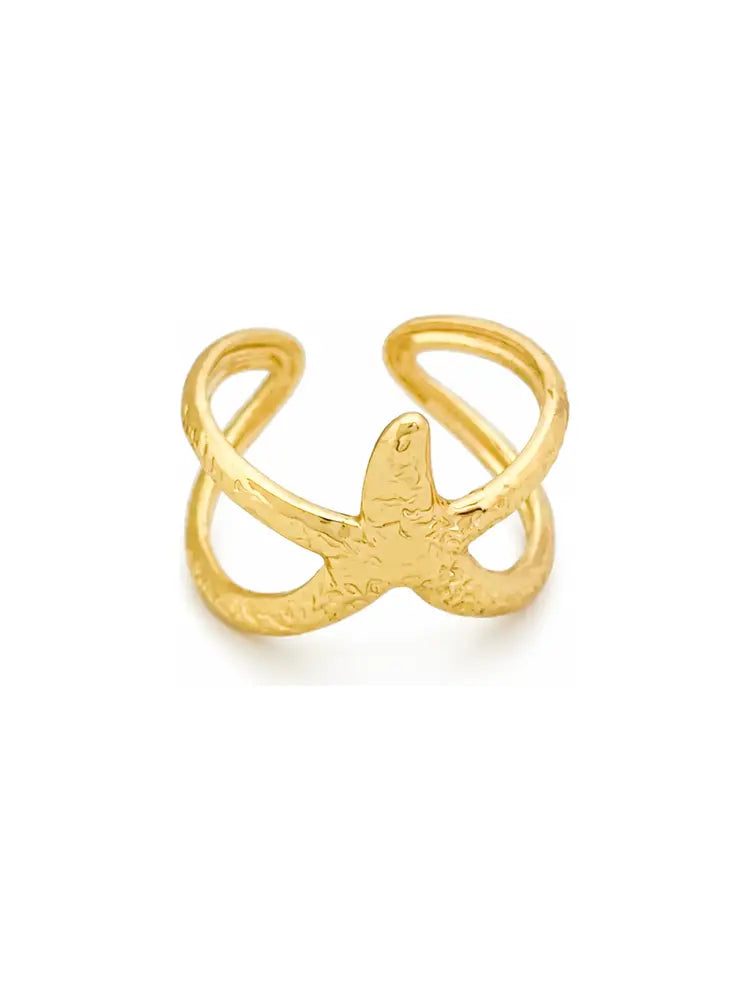 Anillo Ajustable Estrella de Mar Dorada