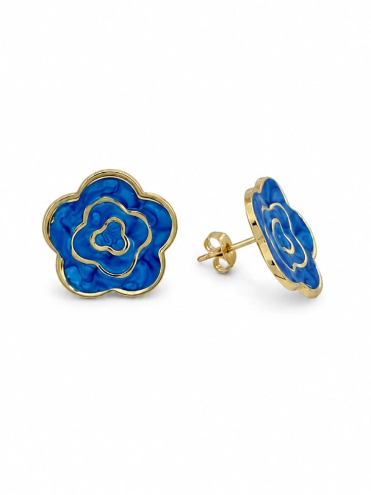 Aretes Flor Azul