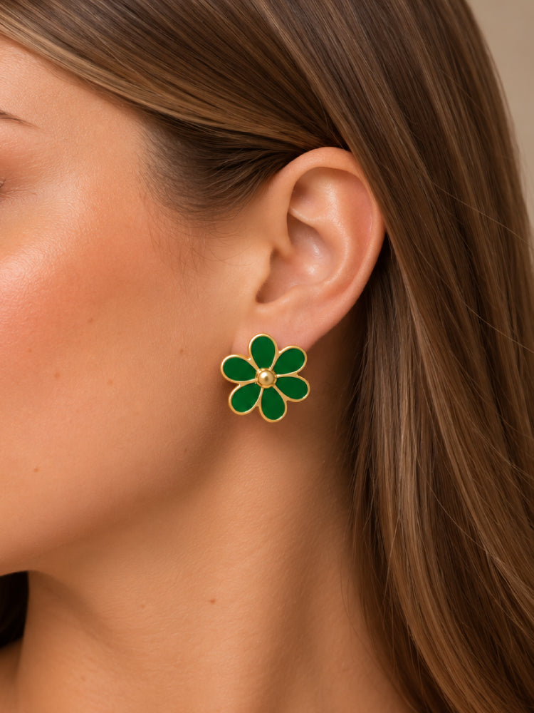 Aretes Flor Turquesa