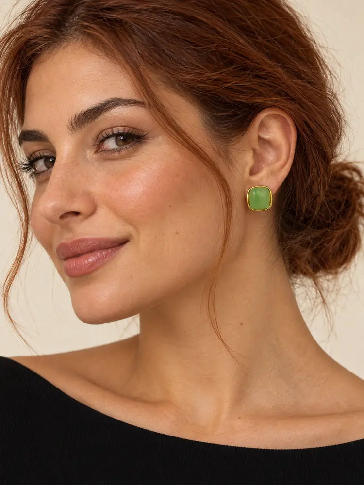 Aretes Cuadro Verde