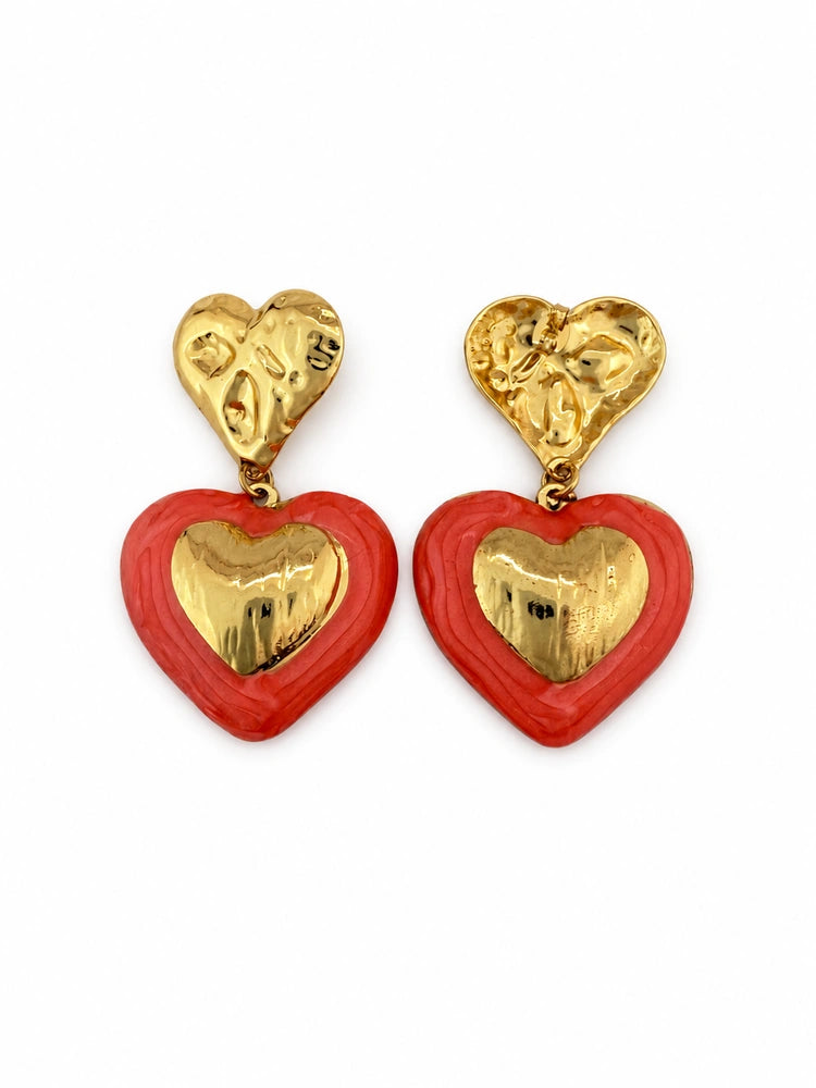 Aretes Corazón Coral