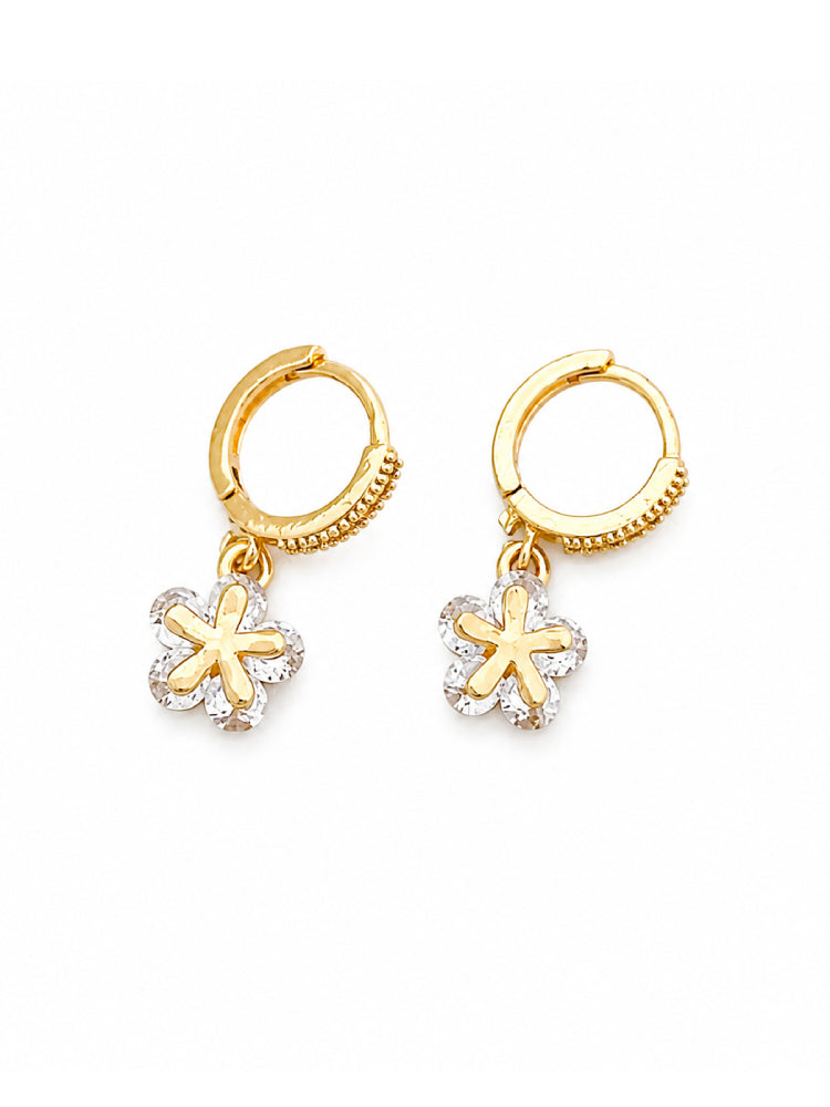 Argollas Flor Cristal Dorada