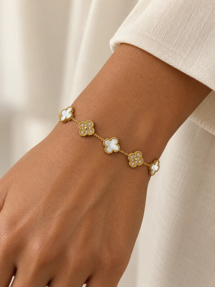 Pulsera Tréboles de Luz Blancos