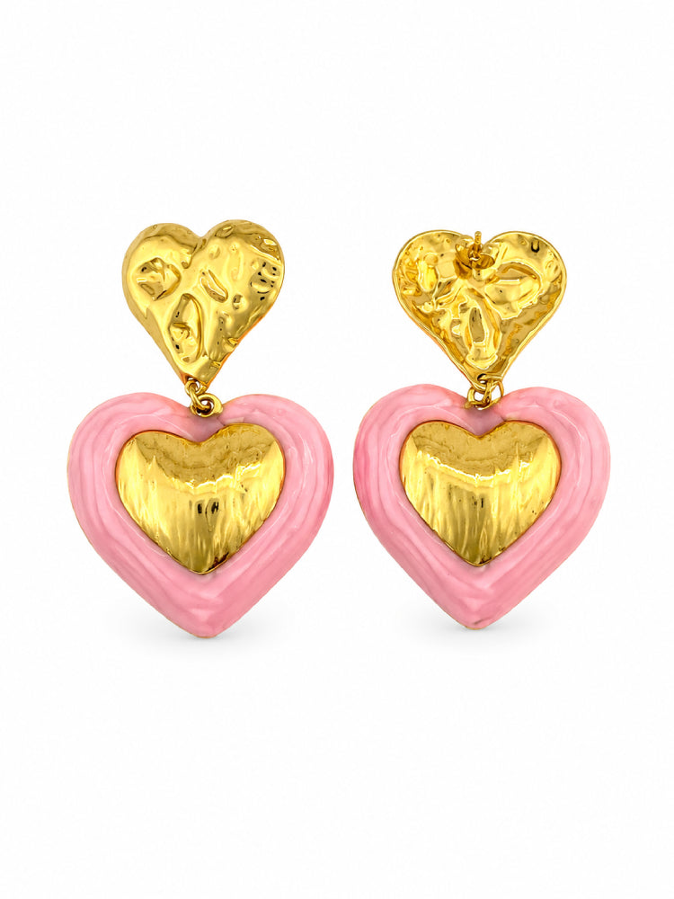 Aretes Corazón Rosa Pastel