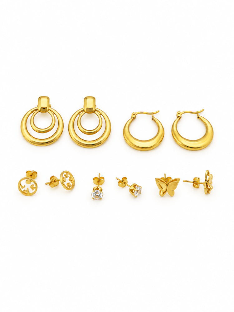 Set Mariposa y Aros Dorados