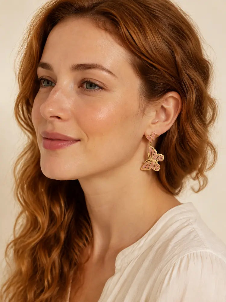 Aretes Mariposa Rosa