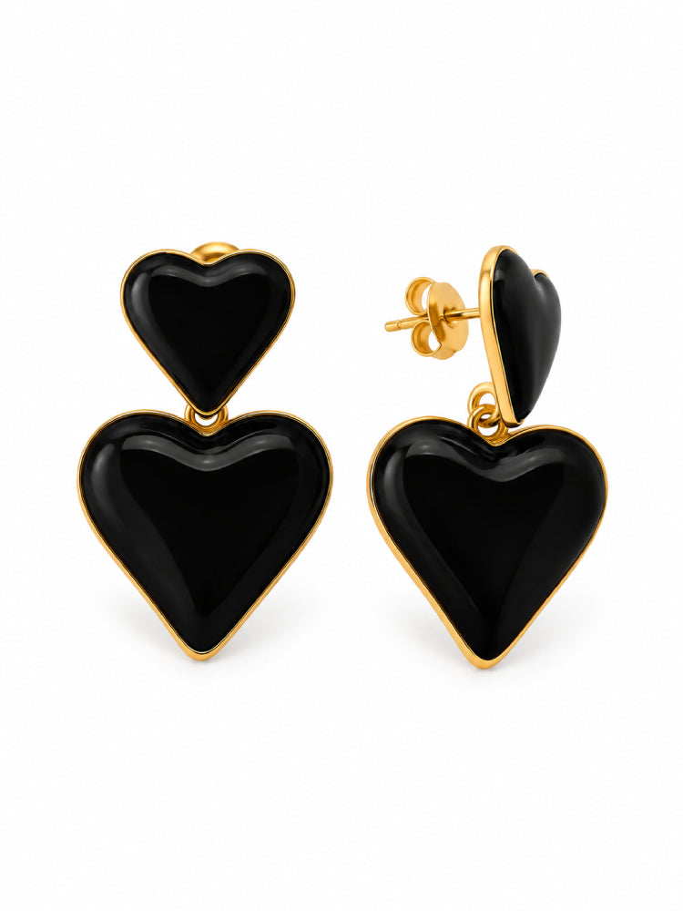 Aretes Doble Amor negros