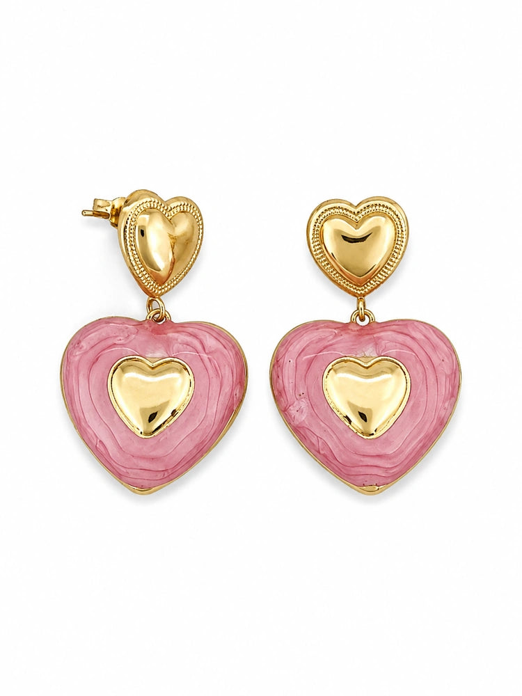 Aretes Corazón Rosa Suave
