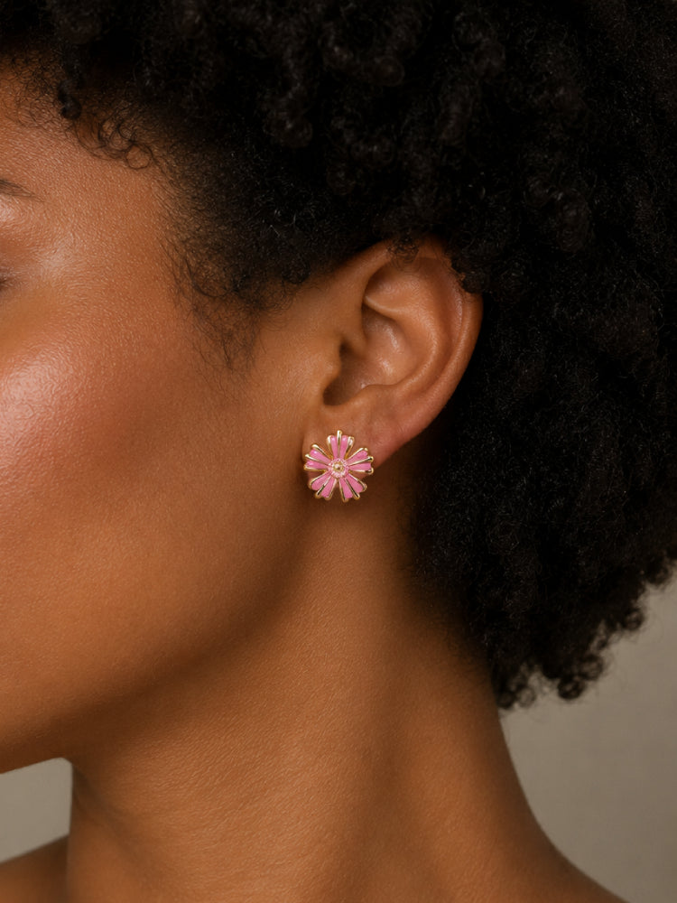 Aretes Flor Aurora Rosa